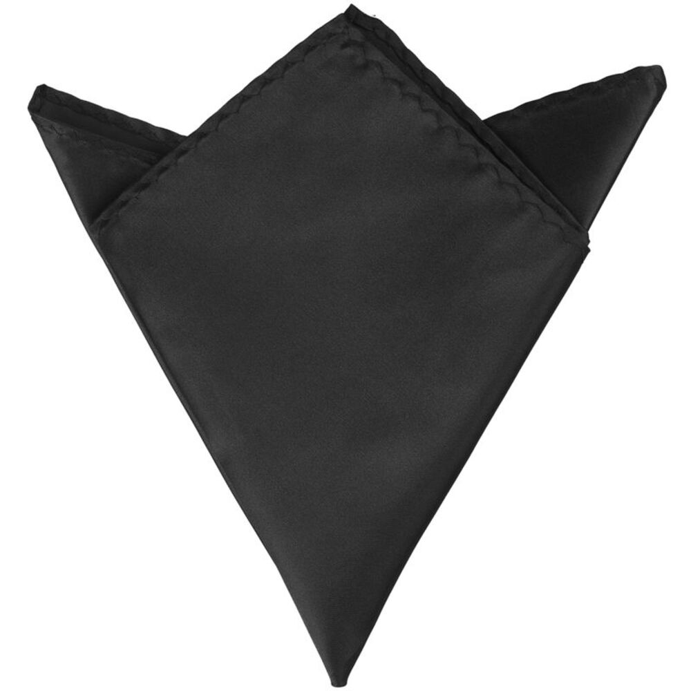 Foldable Handkerchiefs Satin Shiny Solid Color Pocket Square Black